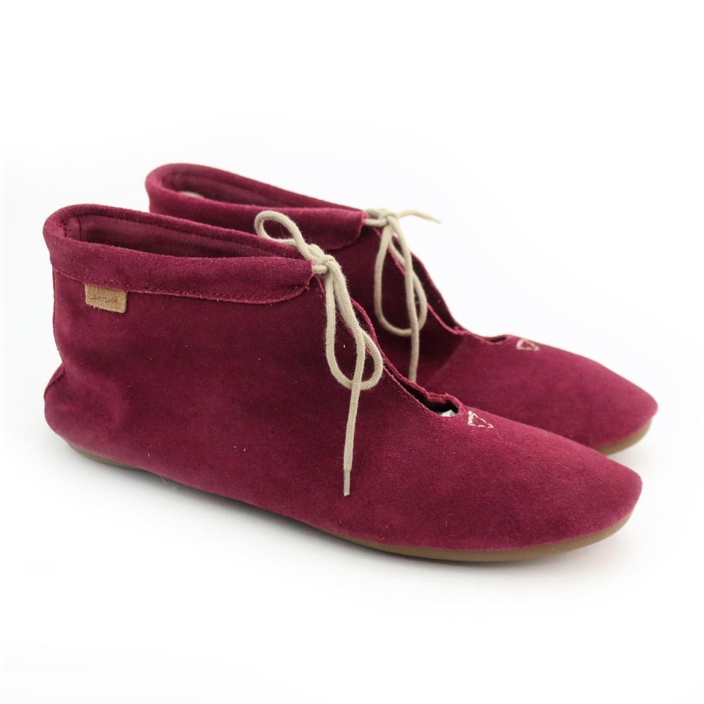 Sanuk Penelope Burgundy Suede Soft Ankle Boots NEW